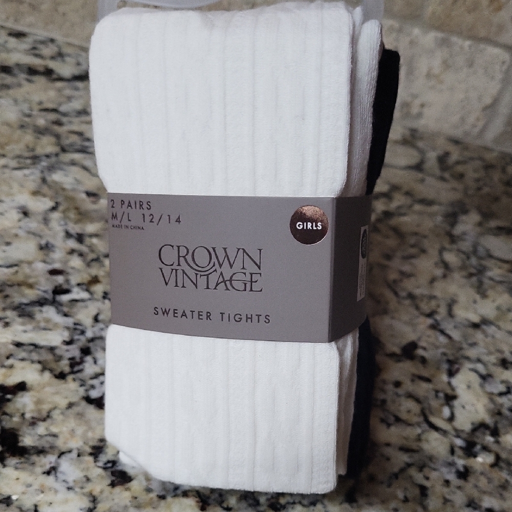 Crown Vintage White and Black Sweater Tights